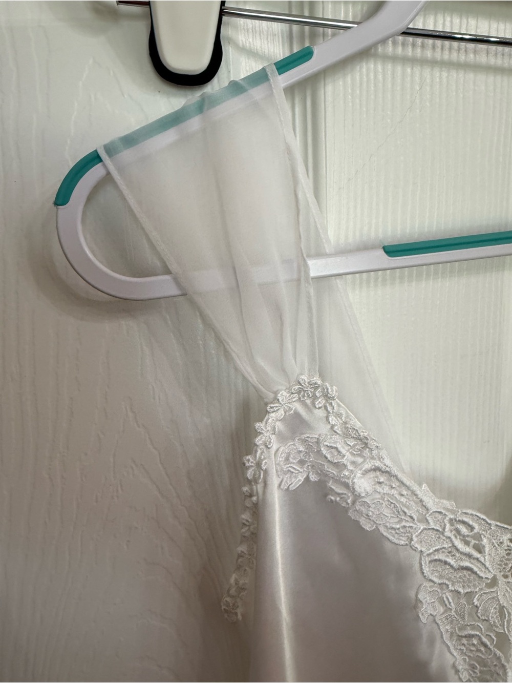 Angelique White Satin Lace Slip Dress Medium 90s Bridal Lingerie Y2K Bias VTG - Picture 2 of 7
